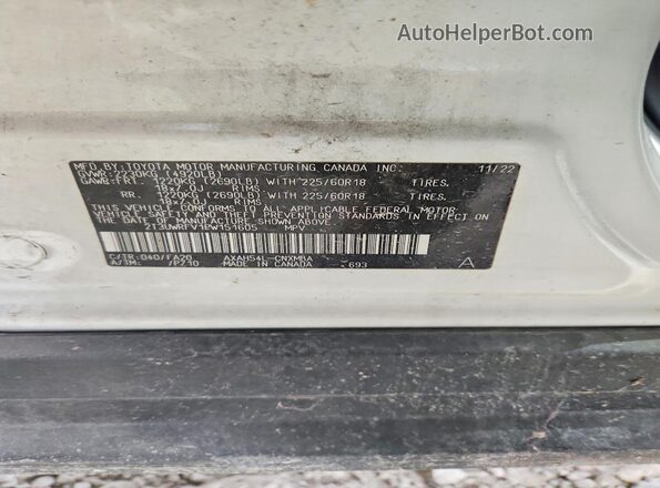 2T3UWRFV1PW151605 2023 TOYOTA RAV4 White VIN sticker view