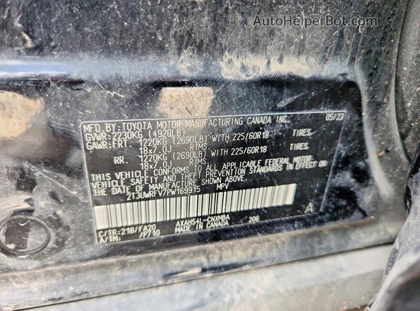 2T3UWRFV7PW169915 2023 TOYOTA RAV4 Черный Вид подкапотного пространства