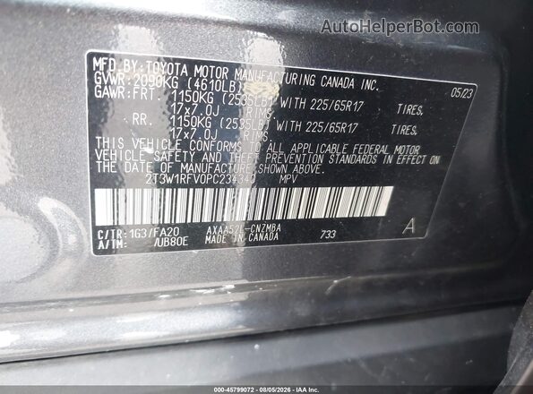 2T3W1RFV0PC234340 2023 TOYOTA RAV4 Gray Engine compartment view