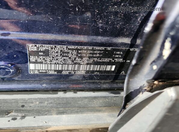2T3W1RFV1MW112063 2021 TOYOTA RAV4 Blue VIN կոդի պիտակի տեսք