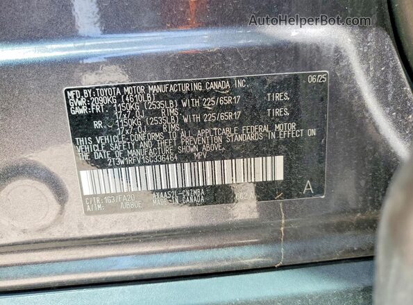 2T3W1RFV1SC336464 2025 TOYOTA RAV4 Серый Вид наклейки с VIN-кодом