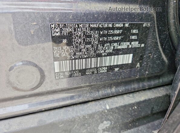 2T3W1RFV1SW411372 2025 TOYOTA RAV4 Gray Widok naklejki z numerem VIN