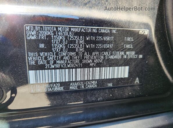 2T3W1RFV2LW082411 2020 TOYOTA RAV4 Black Engine compartment view