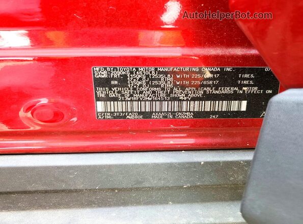 2T3W1RFV2MW164513 2021 TOYOTA RAV4 Burgundy VIN կոդի պիտակի տեսք