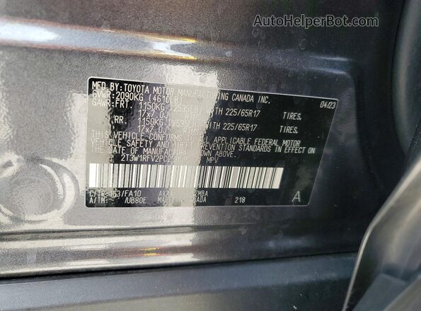 2T3W1RFV2PC230595 2023 TOYOTA RAV4 Gray VIN sticker view