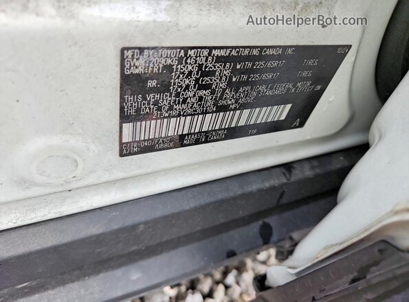 2T3W1RFV2RC301104 2024 TOYOTA RAV4 White Widok naklejki z numerem VIN