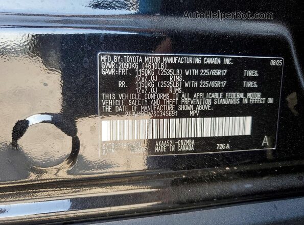 2T3W1RFV2SC345691 2025 TOYOTA RAV4 Black Вид наклейки з VIN-кодом