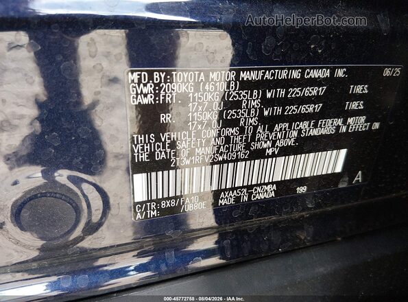 2T3W1RFV2SW409162 2025 TOYOTA RAV4 Blue Widok komory silnika