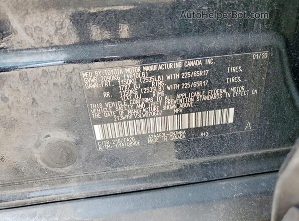 2T3W1RFV3LW070607 2020 TOYOTA RAV4 Black Շարժիչի բաժամունքի տեսք