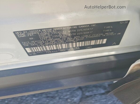 2T3W1RFV3MC106301 2021 TOYOTA RAV4 White 360 interior view
