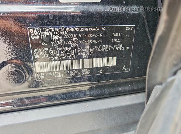 2T3W1RFV3MC123633 2021 TOYOTA RAV4 Black Панорамний вид салону 360°