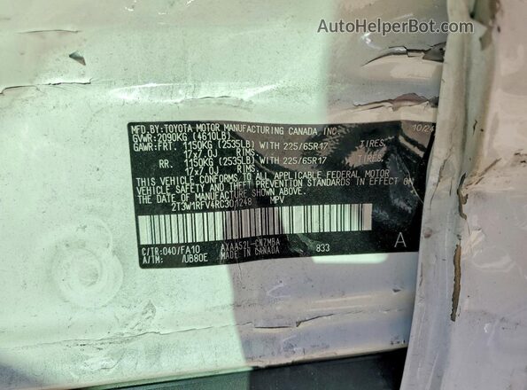2T3W1RFV4RC301248 2024 TOYOTA RAV4 White Вид наклейки з VIN-кодом