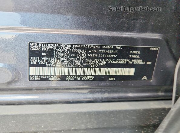2T3W1RFV5SC303726 2025 TOYOTA RAV4 Gray VIN sticker view