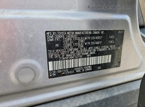 2T3W1RFV6MC143116 2021 TOYOTA RAV4 Silver Widok komory silnika