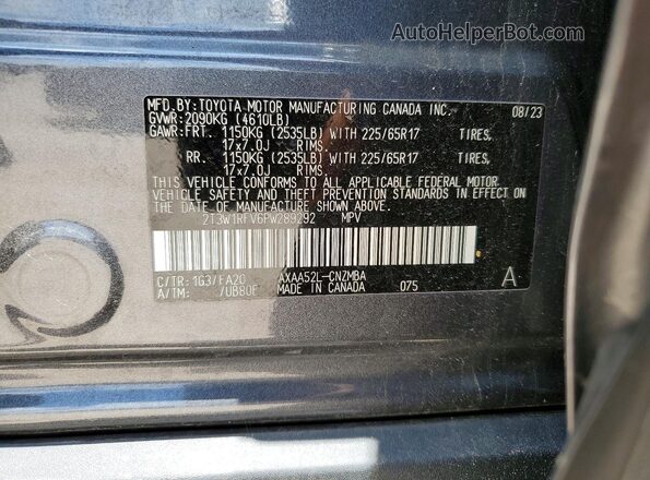 2T3W1RFV6PW289292 2023 TOYOTA RAV4 Серый Вид наклейки с VIN-кодом