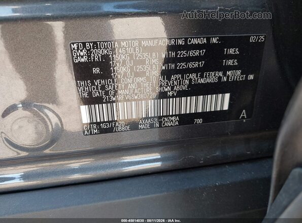 2T3W1RFV6SW380720 2025 TOYOTA RAV4 Gray Engine compartment view