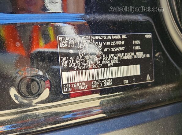 2T3W1RFV9RC296497 2024 TOYOTA RAV4 Black Widok naklejki z numerem VIN