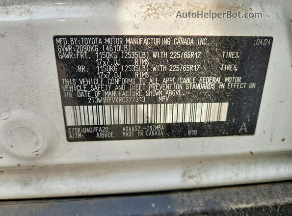 2T3W1RFVXRC277313 2024 TOYOTA RAV4 White 360 interior view