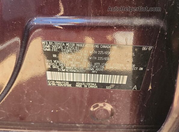 2T3WFREV8HW382027 2017 TOYOTA RAV4 Purple 