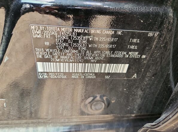 2T3WFREV8JW411242 2018 TOYOTA RAV4 Black ძრავის განყოფილების ხედი