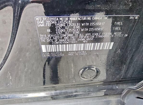 2T3WFREV9GW278001 2016 TOYOTA RAV4 Black VIN sticker view