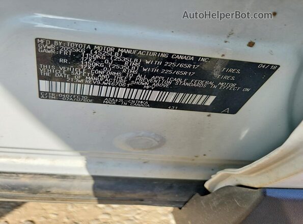 2T3WFREV9JW467061 2018 TOYOTA RAV4 White Вид наклейки з VIN-кодом