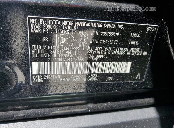 2T3Y1RFV5MC154066 2021 TOYOTA RAV4 Black Vista del compartimento del motor