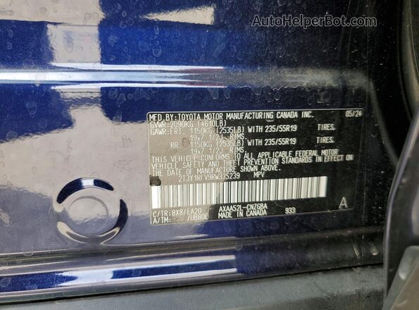 2T3Y1RFV9RW335239 2024 TOYOTA RAV4 Blue VIN sticker view