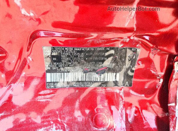 2T3YFREV0JW511389 2018 TOYOTA RAV4 Red Շարժիչի բաժամունքի տեսք