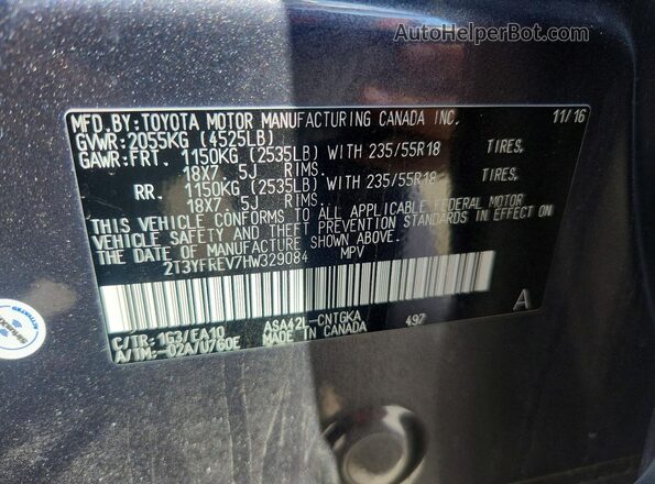 2T3YFREV7HW329084 2017 TOYOTA RAV4 Gray Widok naklejki z numerem VIN