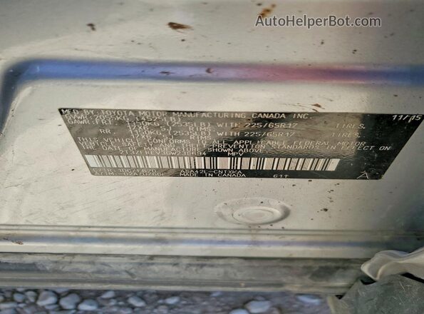 2T3ZFREV3GW236694 2016 TOYOTA RAV4 Silver Вид наклейки з VIN-кодом