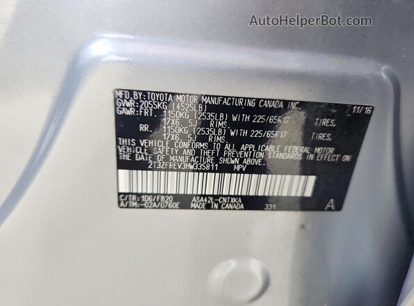 2T3ZFREV3HW335811 2017 TOYOTA RAV4 Gray Engine compartment view