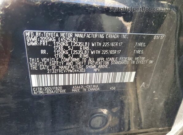 2T3ZFREV7HW344303 2017 TOYOTA RAV4 Black Вид наклейки з VIN-кодом