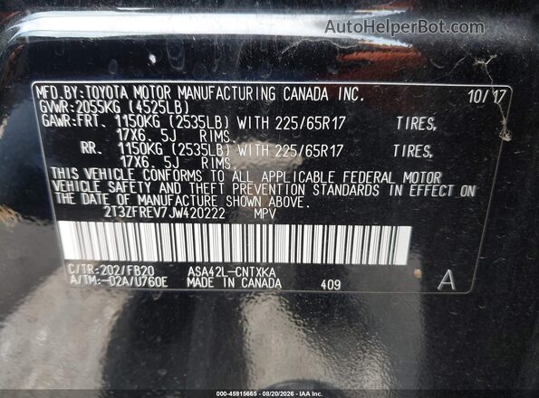 2T3ZFREV7JW420222 2018 TOYOTA RAV4 Черный Вид подкапотного пространства