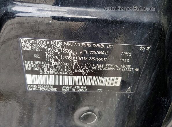 2T3ZFREV8JW446327 2018 TOYOTA RAV4 Черный Вид наклейки с VIN-кодом