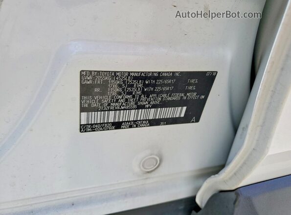 2T3ZFREV8JW485595 2018 TOYOTA RAV4 White VIN კოდის სტიკერის ხედი