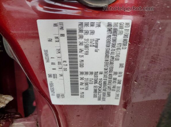 1FADP3K24GL310566 2016 FORD FOCUS Красный Вид наклейки с VIN-кодом
