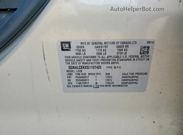 2GNALCEKXG1107425 2016 CHEVROLET EQUINOX Beige სალონის 360-გრადუსიანი ხედი