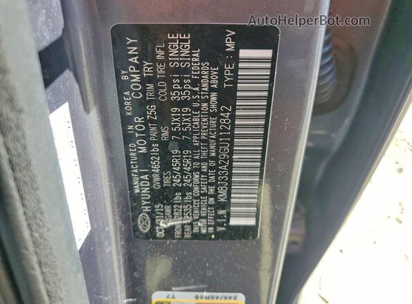 KM8J33A29GU112842 2016 HYUNDAI TUCSON Gray Vista de la etiqueta del VIN
