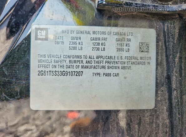 2G61T5S33G9107207 2016 CADILLAC XTS Black VIN კოდის სტიკერის ხედი