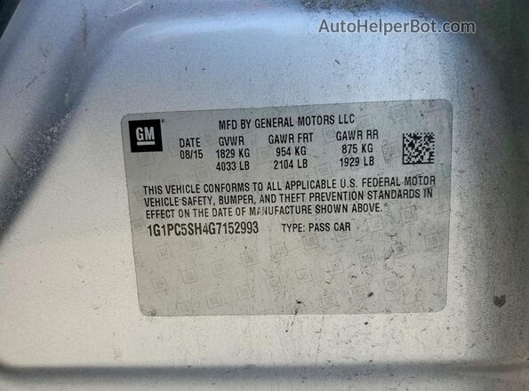 1G1PC5SH4G7152993 2016 CHEVROLET CRUZE Silver 