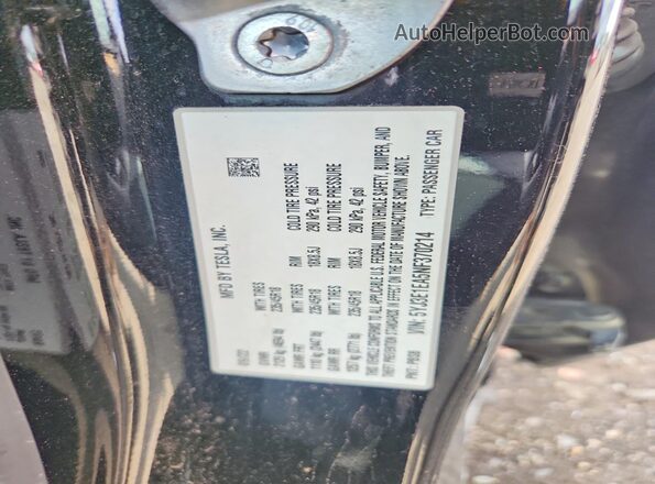 5YJ3E1EA5NF370214 2022 TESLA MODEL Black Vista de la etiqueta del VIN