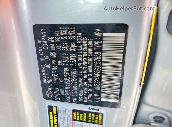 KM8SR4HF8GU157658 2016 HYUNDAI SANTA FE Silver Սալոնի 360 աստիճան տեսք