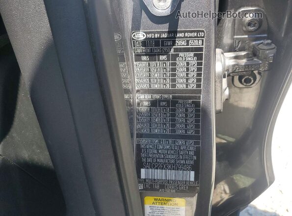 SALCP2FX3KH799486 2019 LAND ROVER DISCOVERY Gray VIN sticker view