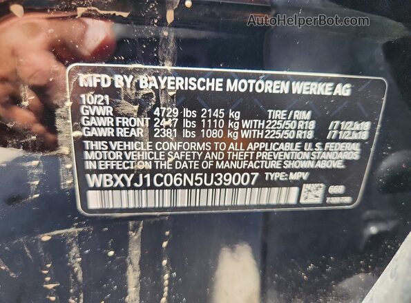 WBXYJ1C06N5U39007 2022 BMW X2 Black Панорамний вид салону 360°