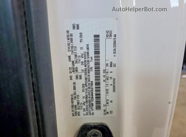 1FTMF1EB4NKE27564 2022 FORD F150 White Widok naklejki z numerem VIN