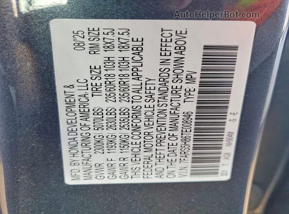 7FARS5H86TE008946 2026 HONDA CR-V Gray 360 interior view