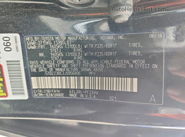 5TDZZ3DC3JS956896 2018 TOYOTA SIENNA Черный Панорамный вид салона 360°