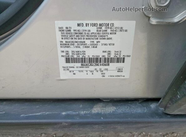 MAJ6S3GL2MC440608 2021 FORD ECOSPORT Silver 