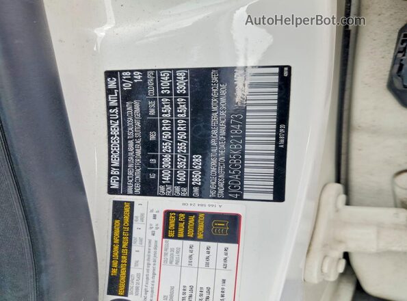 4JGDA5GB5KB218473 2019 MERCEDES-BENZ GLE White Widok naklejki z numerem VIN